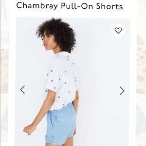 Madewell Chambray Pull-On Shorts NWT